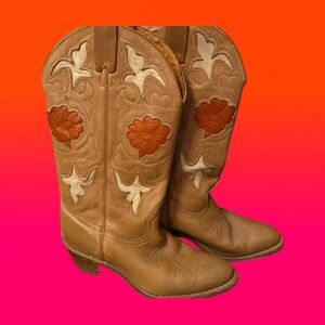 Vintage hand tooled rare cowboy boots